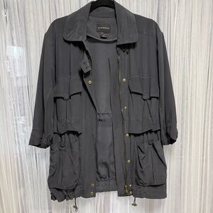 Club Monaco Charcoal Utility 100% Silk Women’s S 3/4 Sleeve Jacket